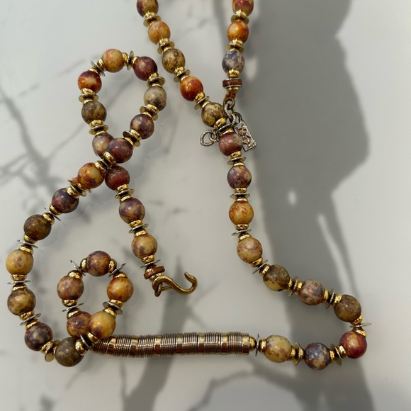Yves St Laurent(YSL) 15” Long Beaded Necklace. Gold-Tones & Multicolored Stones - Picture 8 of 13